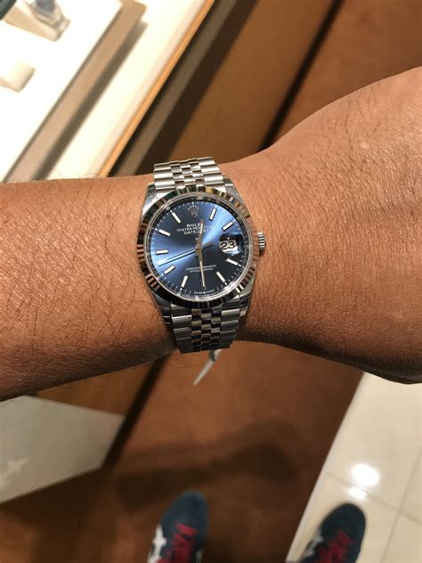 36 mm rolex on wrist